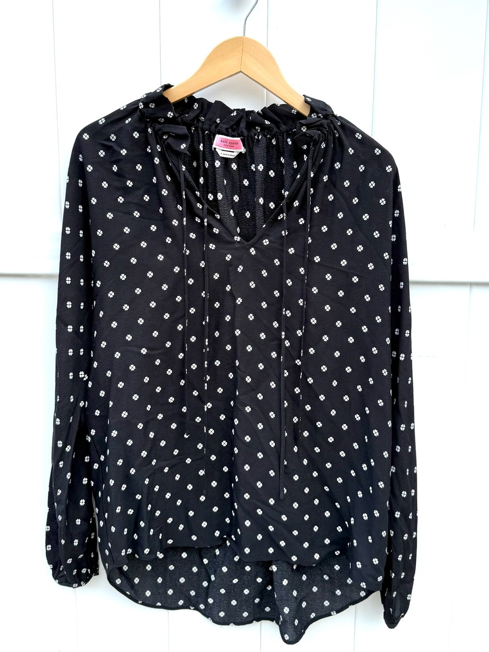 kate spade Black Floral Tie-Neck Blouse